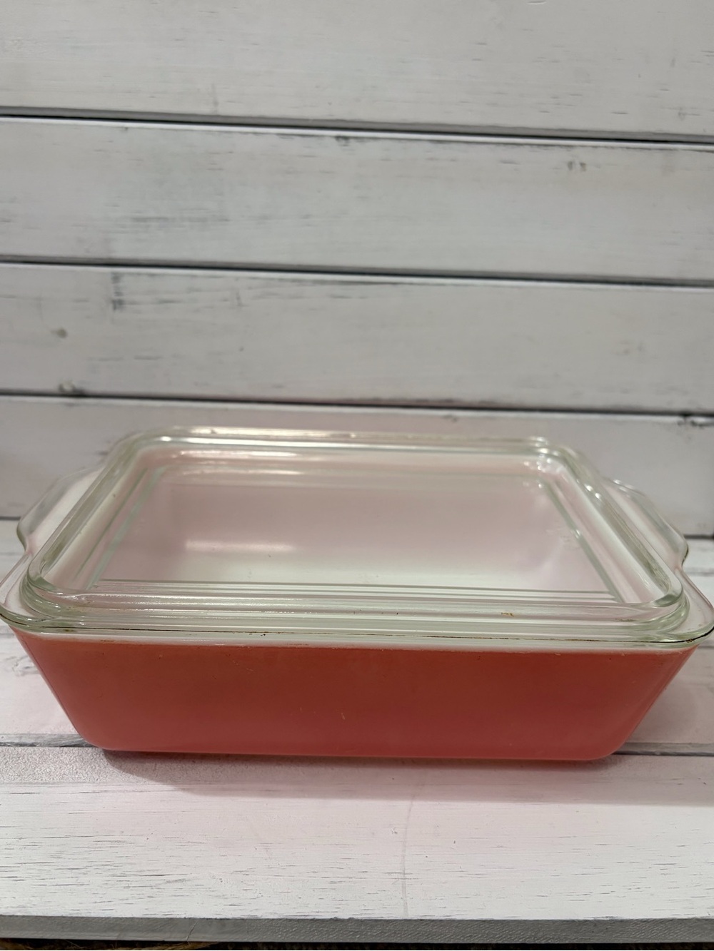 (95)Vintage Pyrex Pink Flamingo Glass-Lid Rectangular Baking Dish